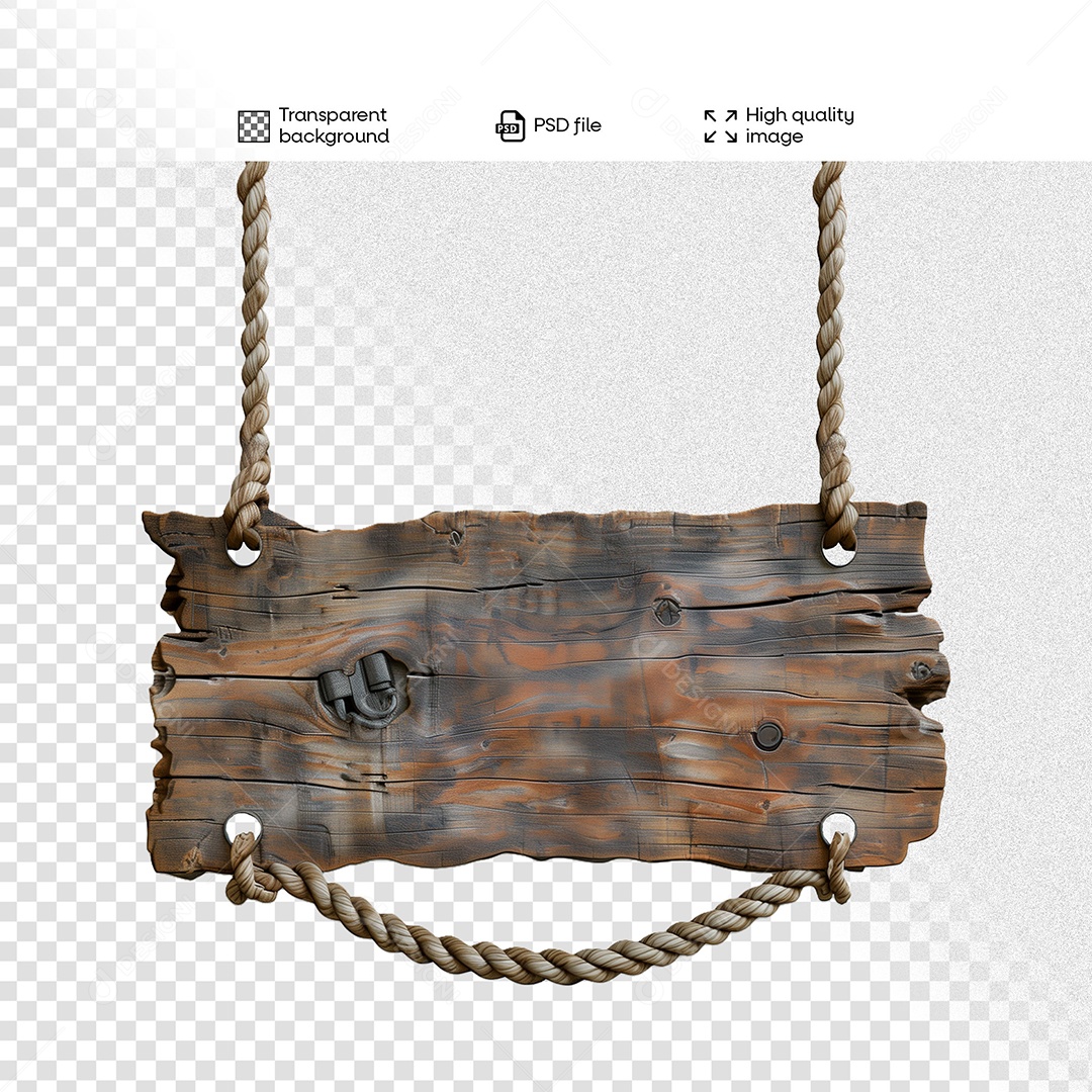 Placa de Madeira Elemento 3D para Composição PSD