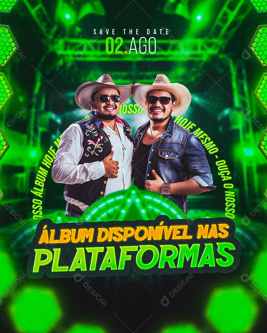 Flyer Álbum Disponível nas Plataformas Social Media PSD Editável