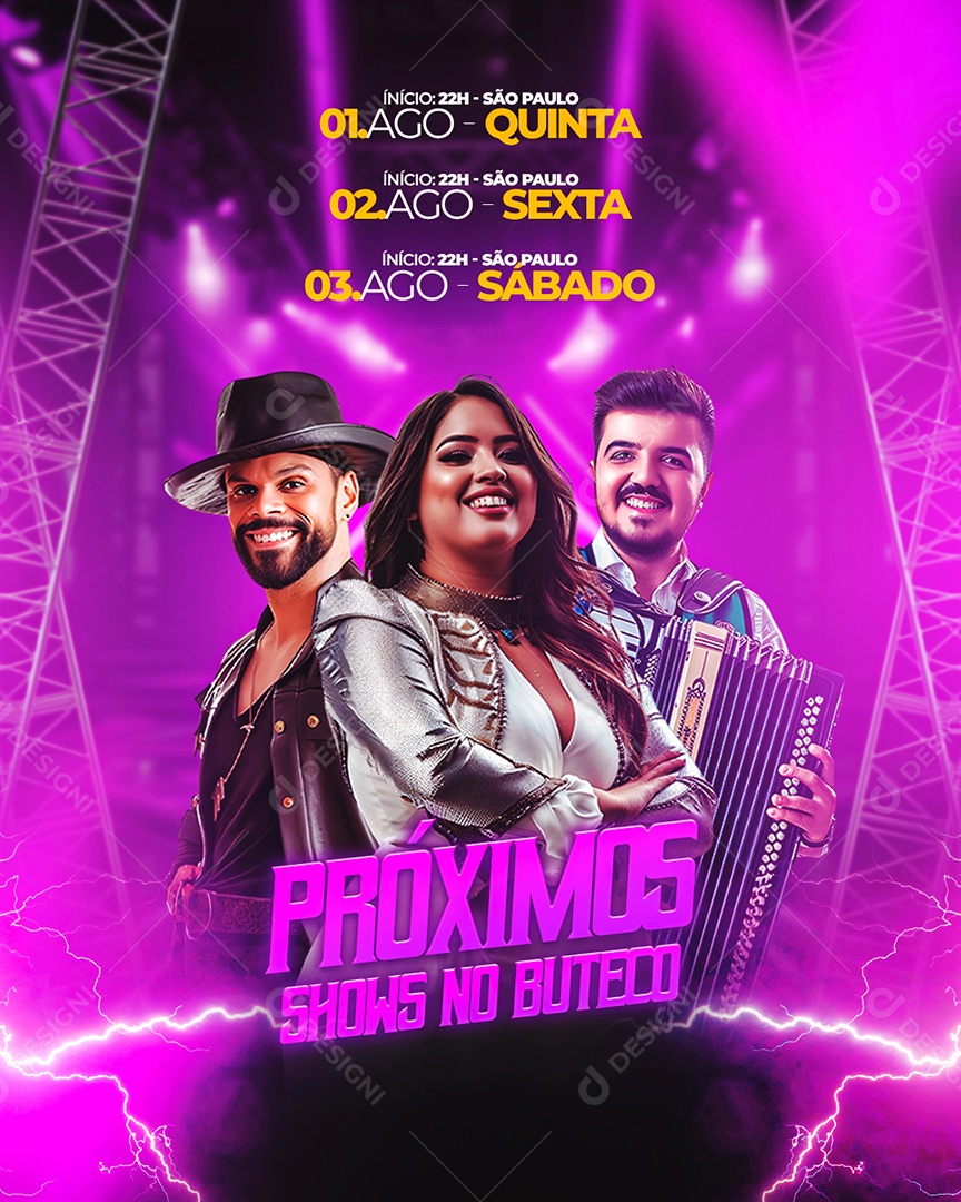 Flyer Próximos Shows no Buteco Social Media PSD Editável