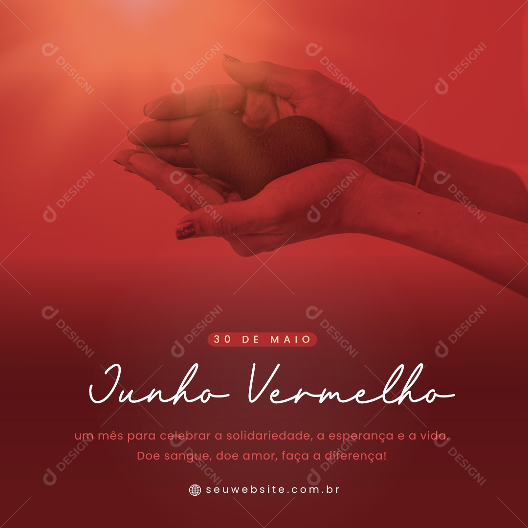 Junho Vermelho um Mês para Celebrar a Solidariedade Social Media PSD Editável