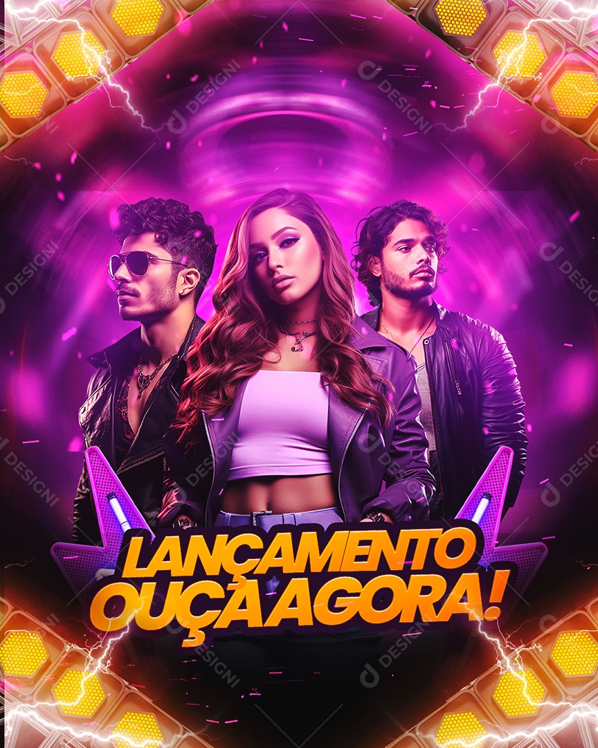 Flyer Lançamento Ouça Agora Social Media PSD Editável