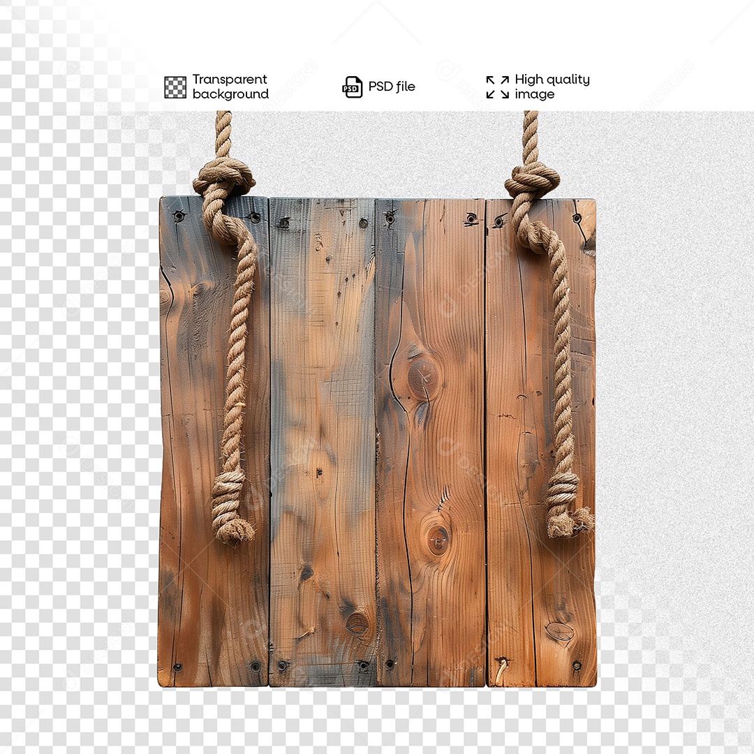 Placa de Madeira Elemento 3D para Composição PSD