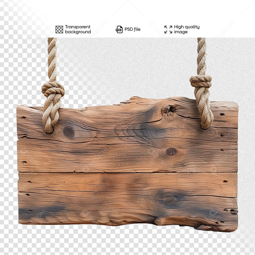 Placa de Madeira Elemento 3D para Composição PSD