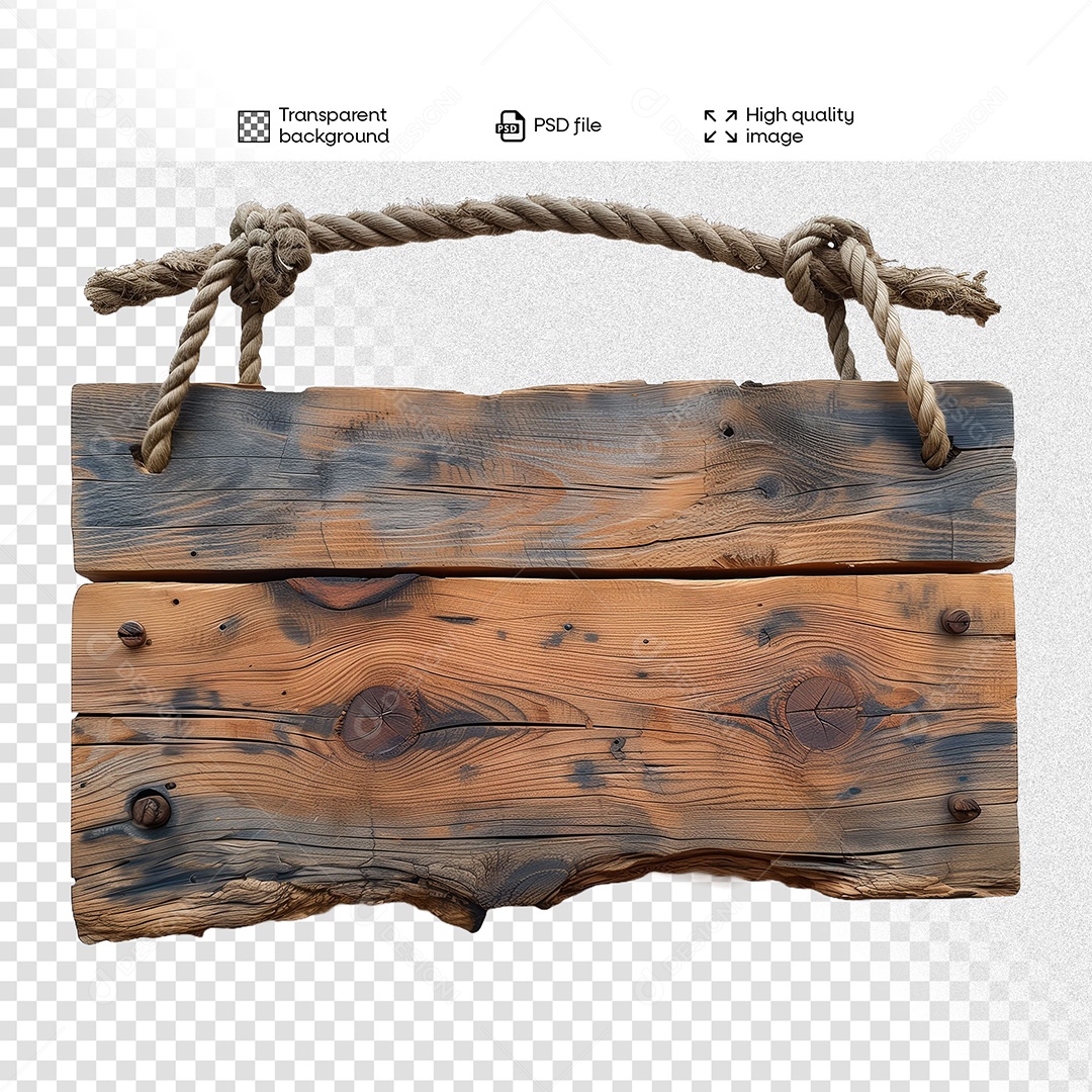 Placa de Madeira Elemento 3D para Composição PSD