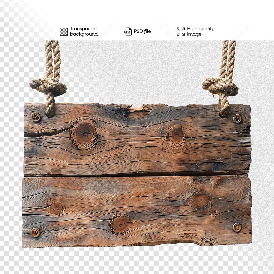 Placa de Madeira Elemento 3D para Composição PSD