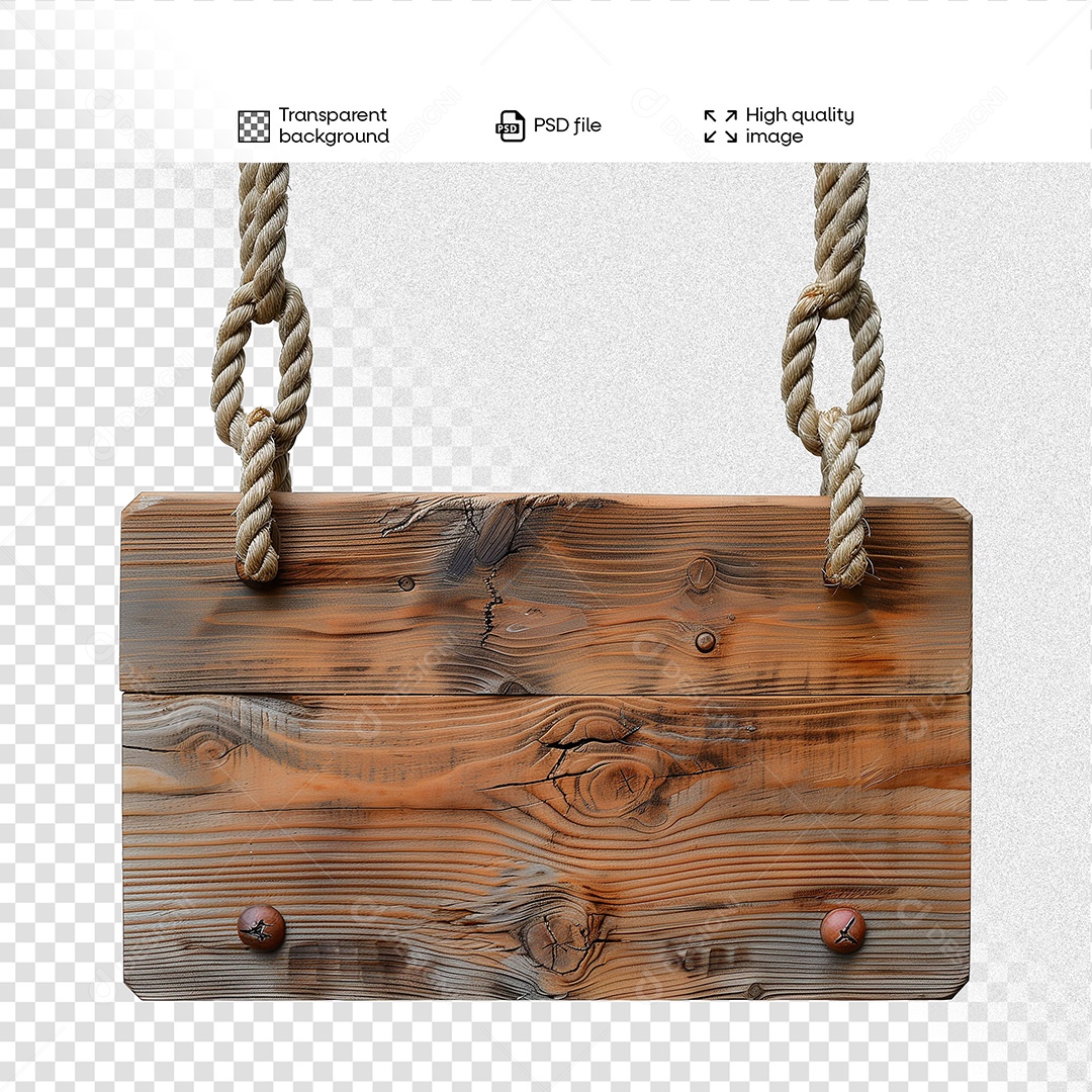 Placa de Madeira Elemento 3D para Composição PSD