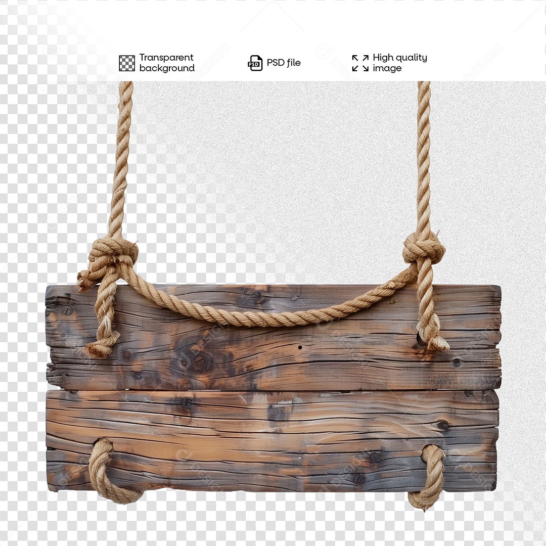 Placa de Madeira Elemento 3D para Composição PSD