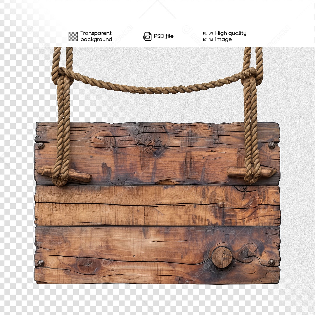 Placa de Madeira Elemento 3D para Composição PSD