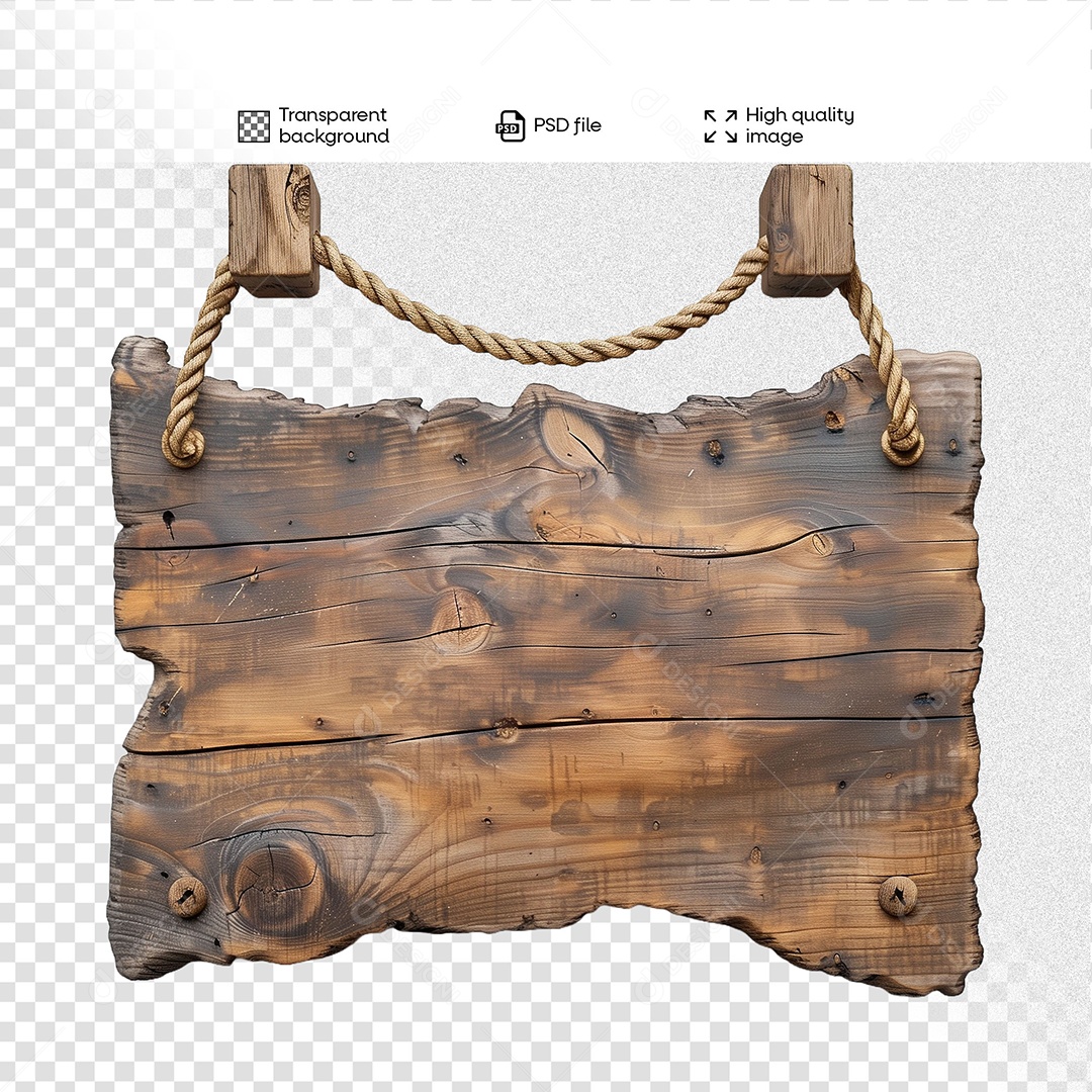 Placa de Madeira Elemento 3D para Composição PSD