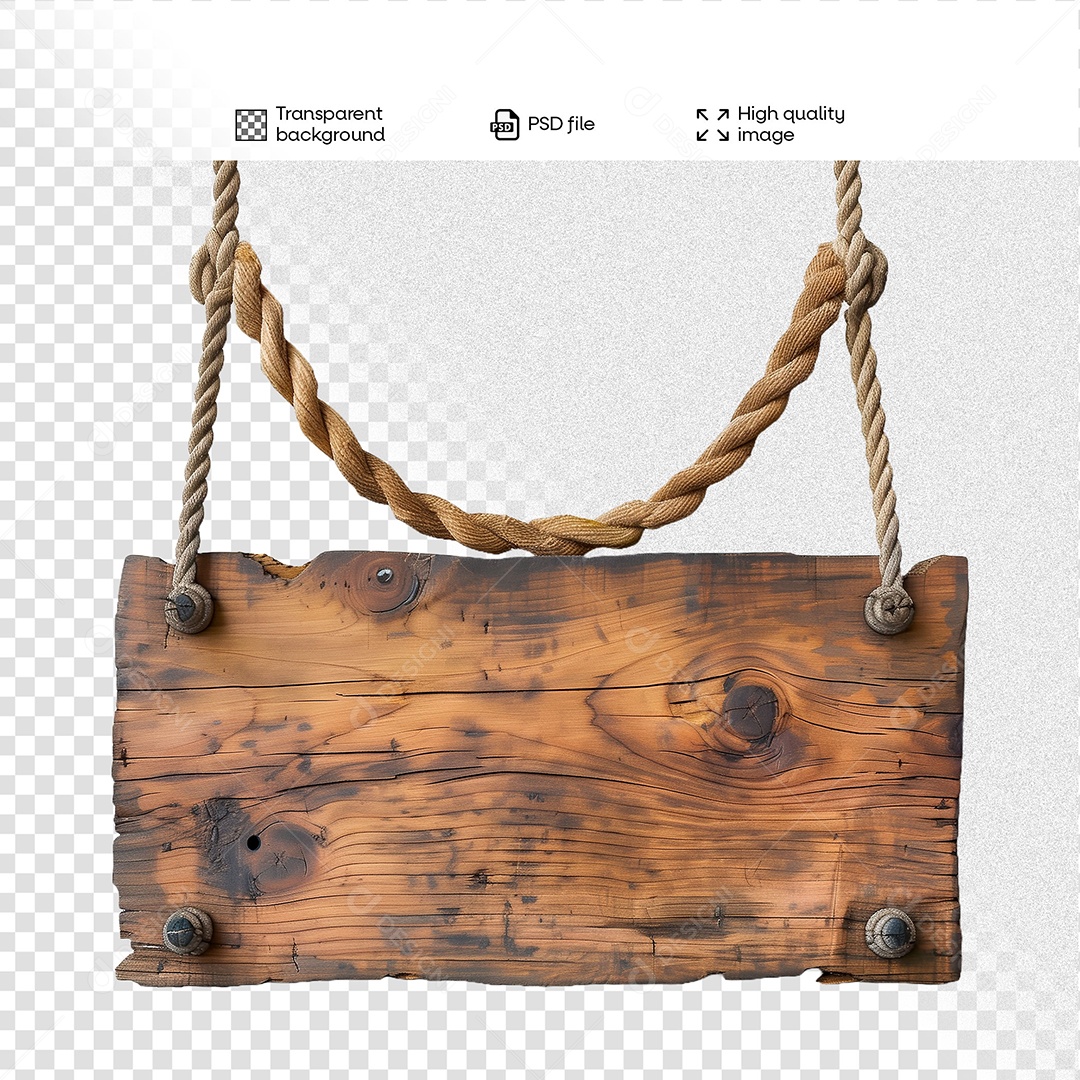 Placa de Madeira Elemento 3D para Composição PSD