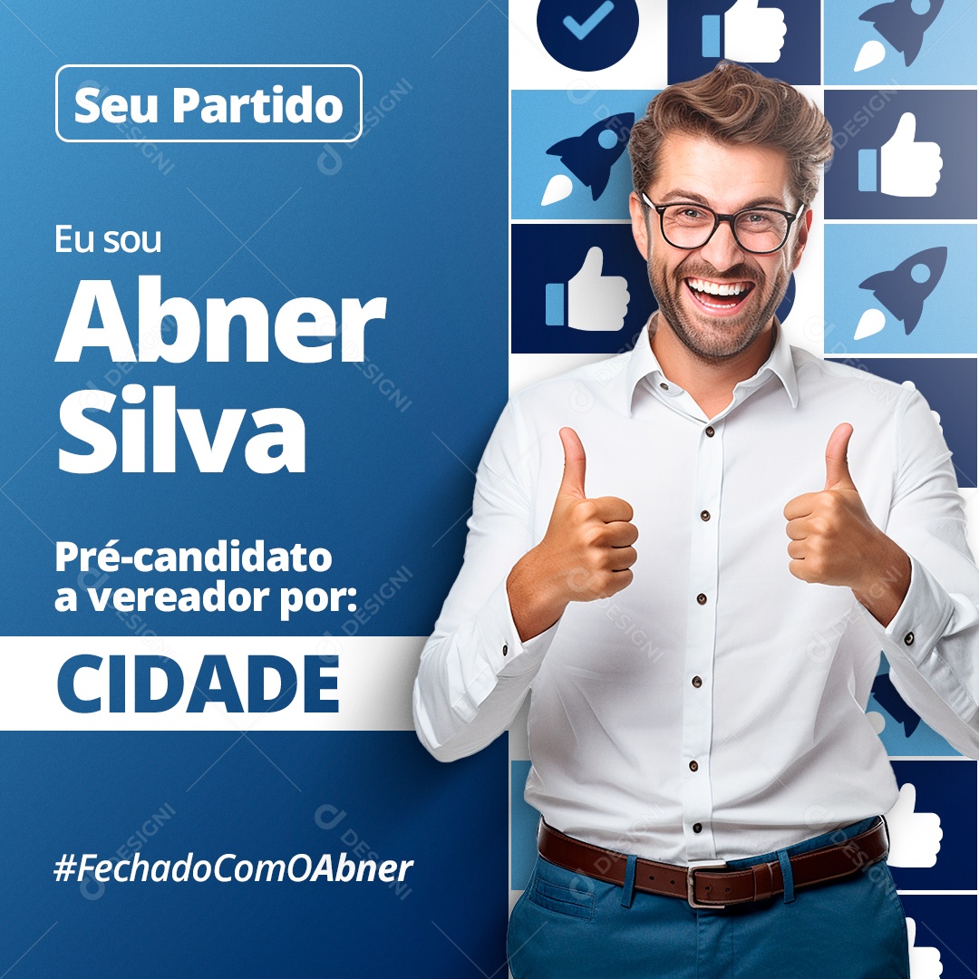 Política eu sou Abner Silva Pré-Candidato a Vereador Social Media PSD Editável