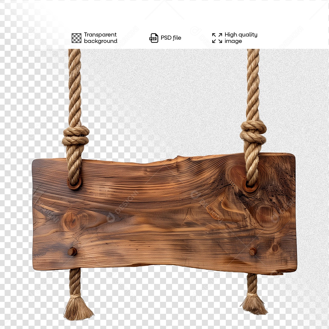 Placa de Madeira Elemento 3D para Composição PSD