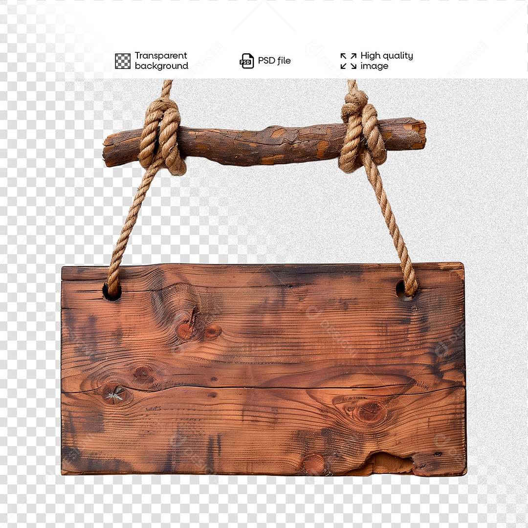 Placa de Madeira Elemento 3D para Composição PSD