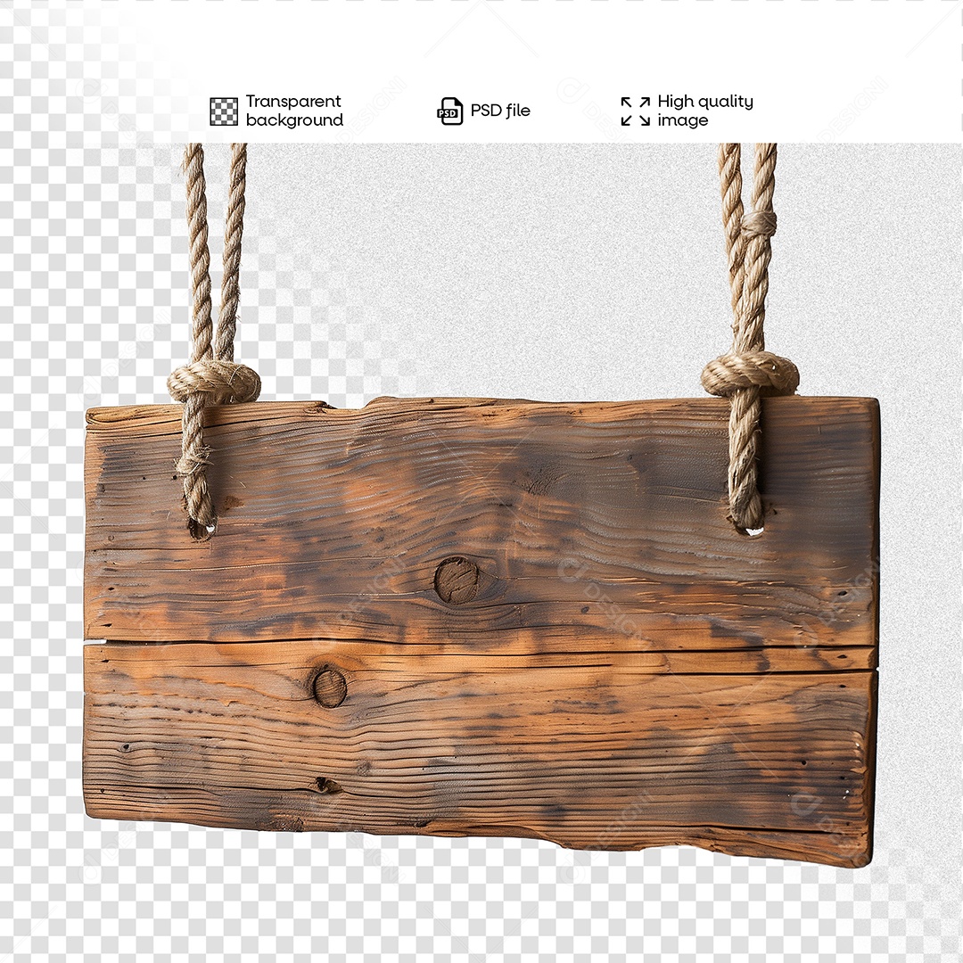 Placa de Madeira Elemento 3D para Composição PSD