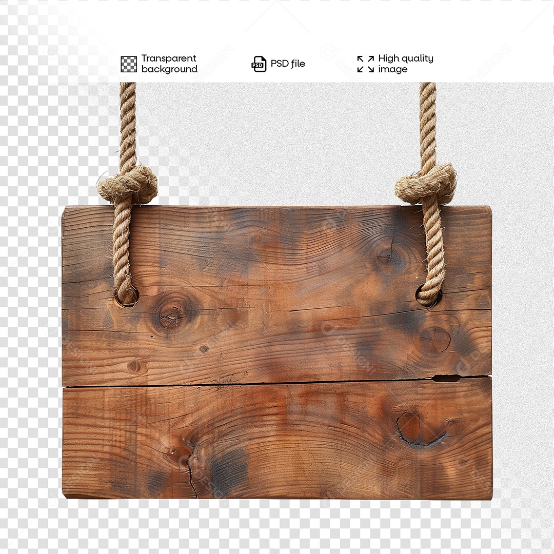 Placa de Madeira Elemento 3D para Composição PSD