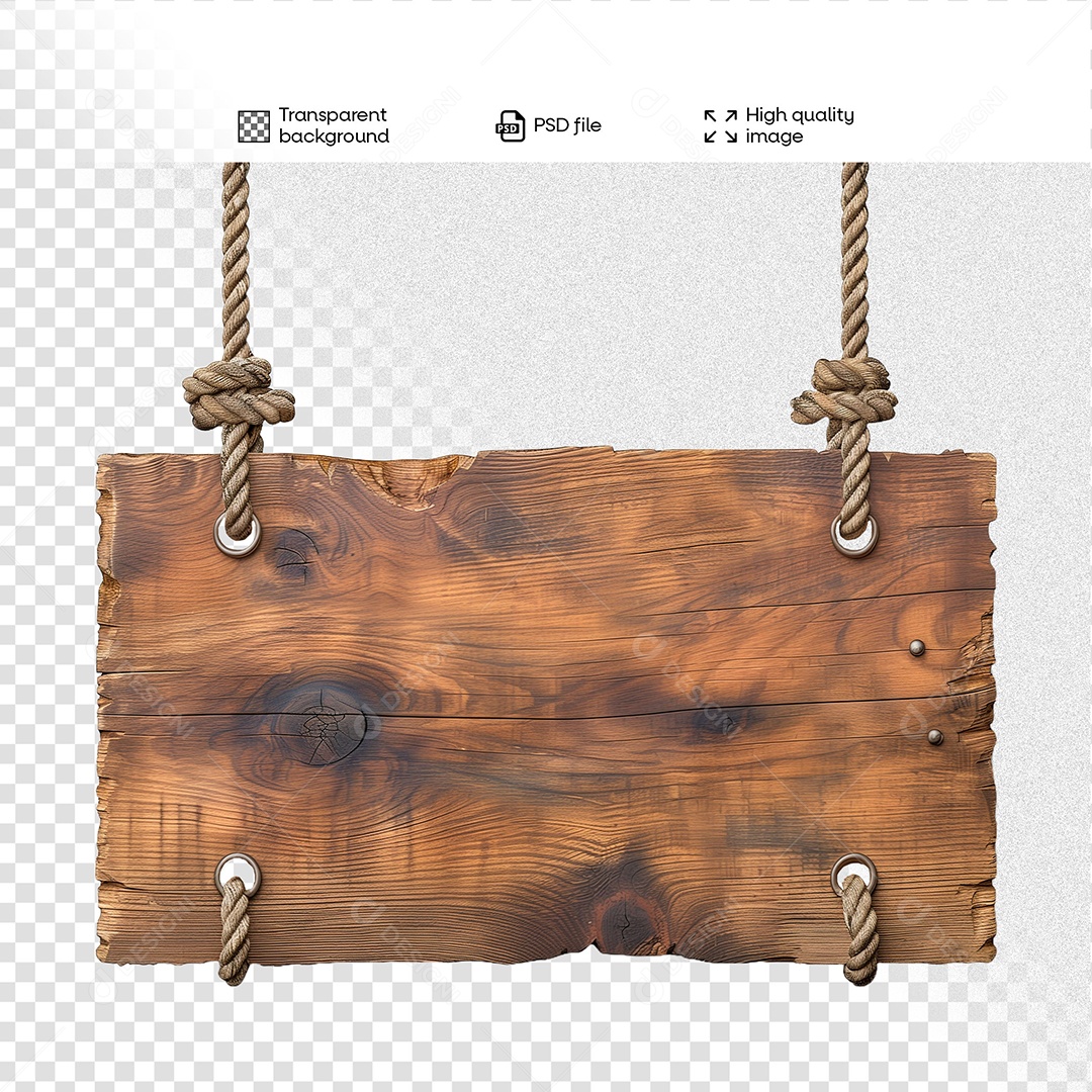 Placa de Madeira Elemento 3D para Composição PSD