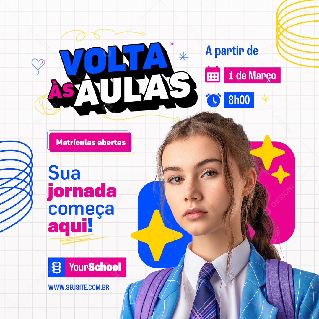 Volta às Aulas Matrículas Abertas Sua Jornada Começa Aqui Social Media PSD Editável