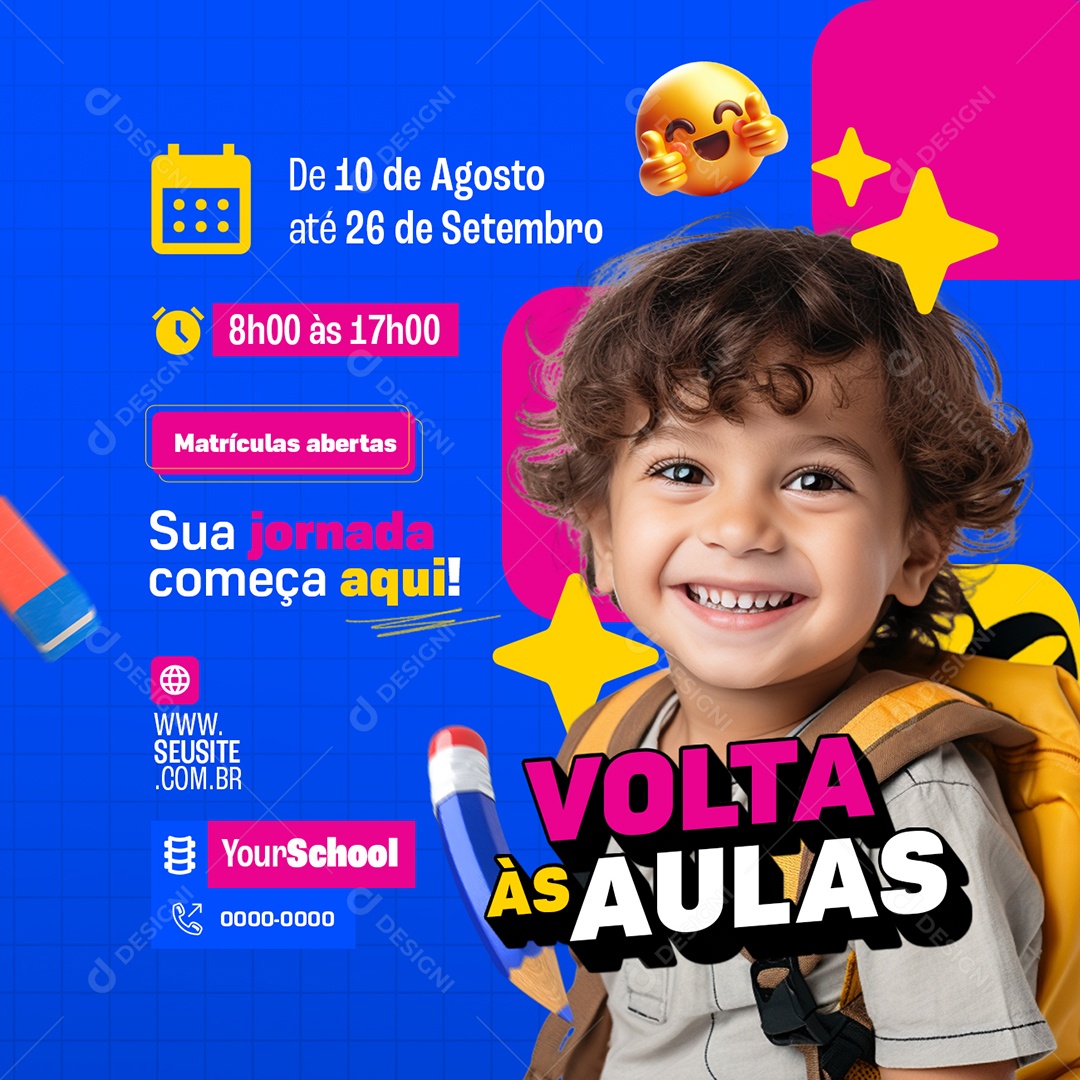Social Media Volta às Aulas Matrículas Abertas Sua Jornada Começa Aqui PSD Editável