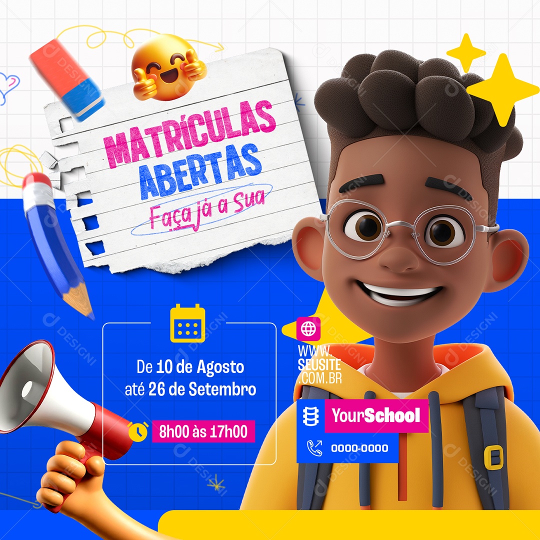 Social Media Volta às Aulas Matrículas Abertas Faça Já a Sua PSD Editável