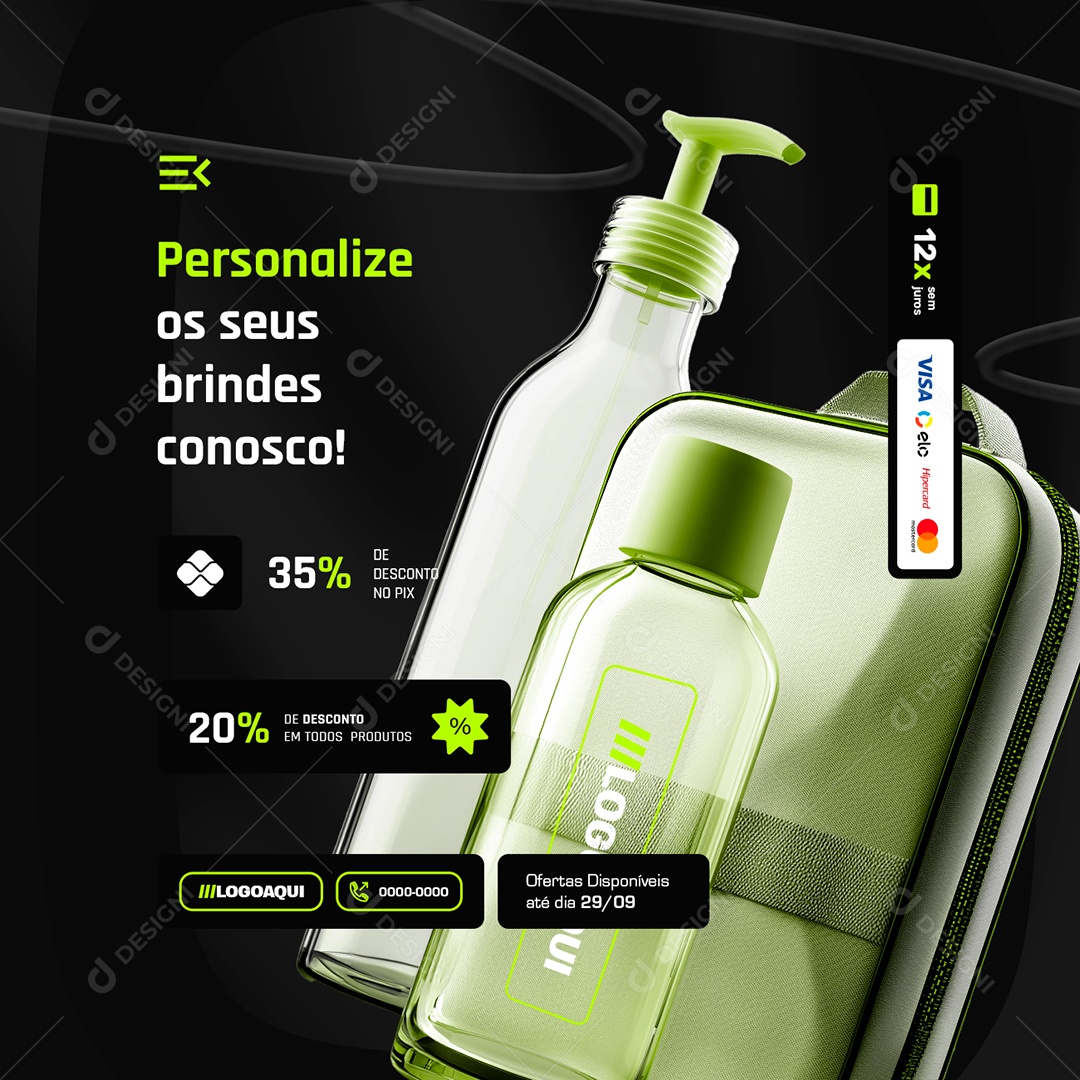 Social Media Personalize os Seus Brindes Conosco PSD Editável