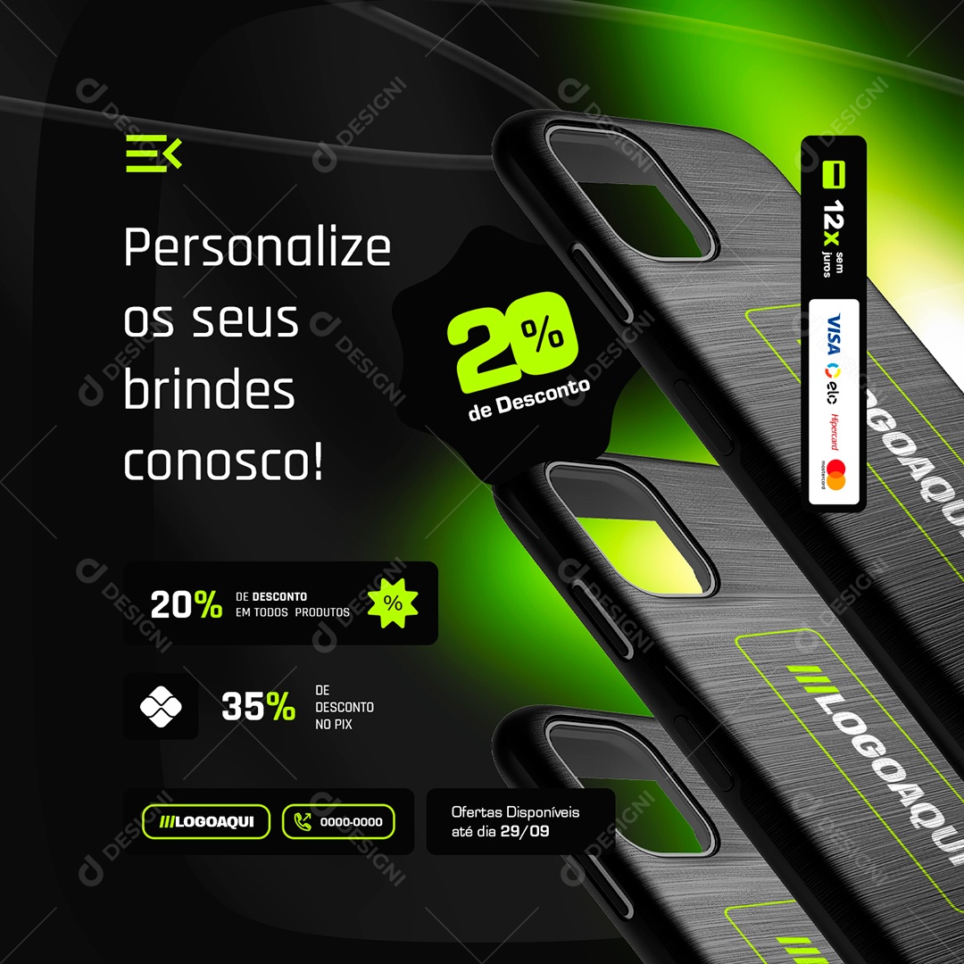 Personalize os Seus Brindes Conosco Social Media PSD Editável