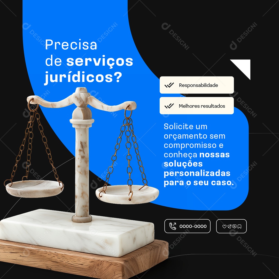 Advocacia Precisa de Serviços Jurídicos Social Media PSD Editável