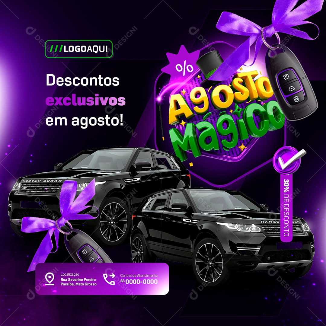 Magical August Concessionaire Exclusive Discounts Social Media Editable PSD