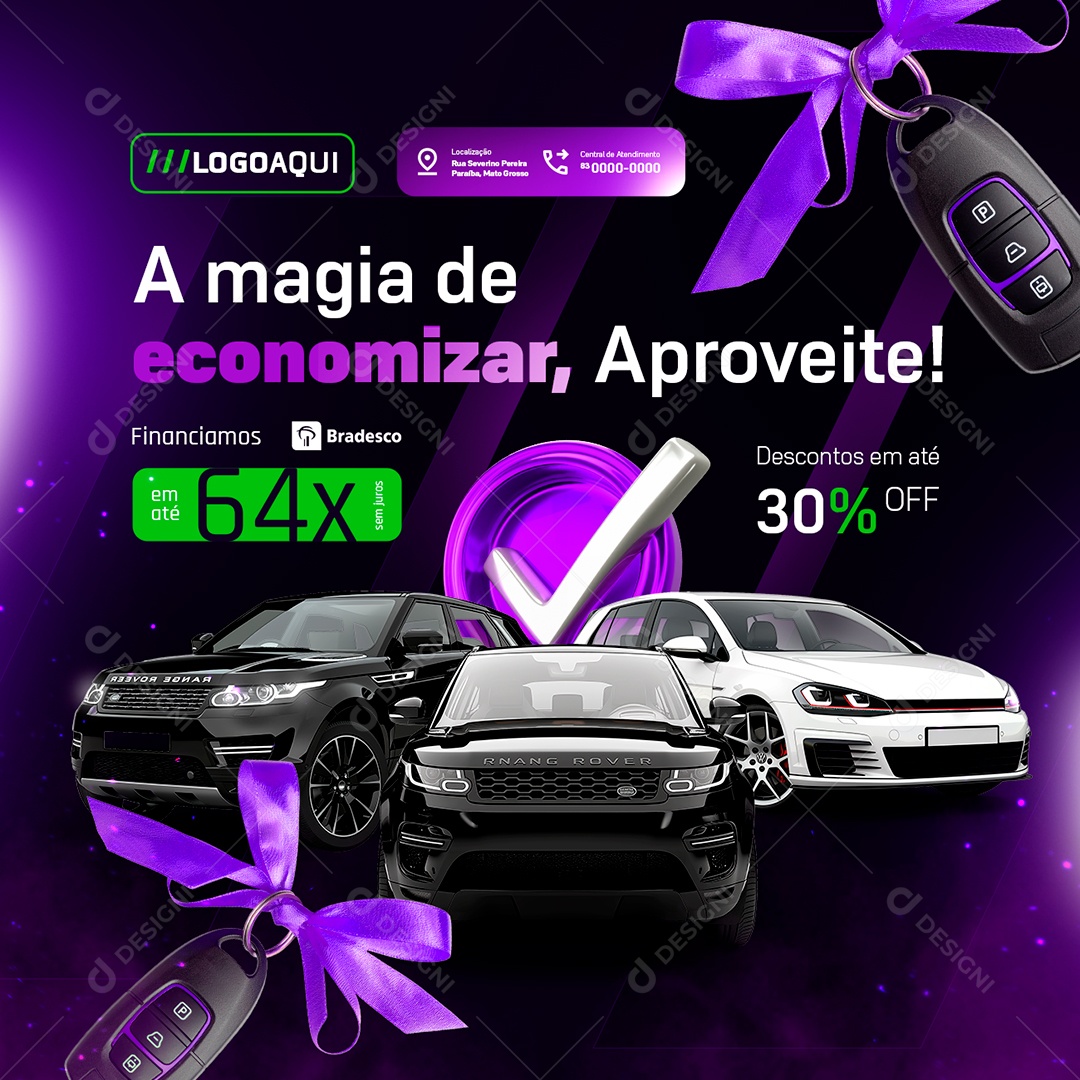 Agosto Mágico Concessionária A Magia de Economizar Social Media PSD Editável