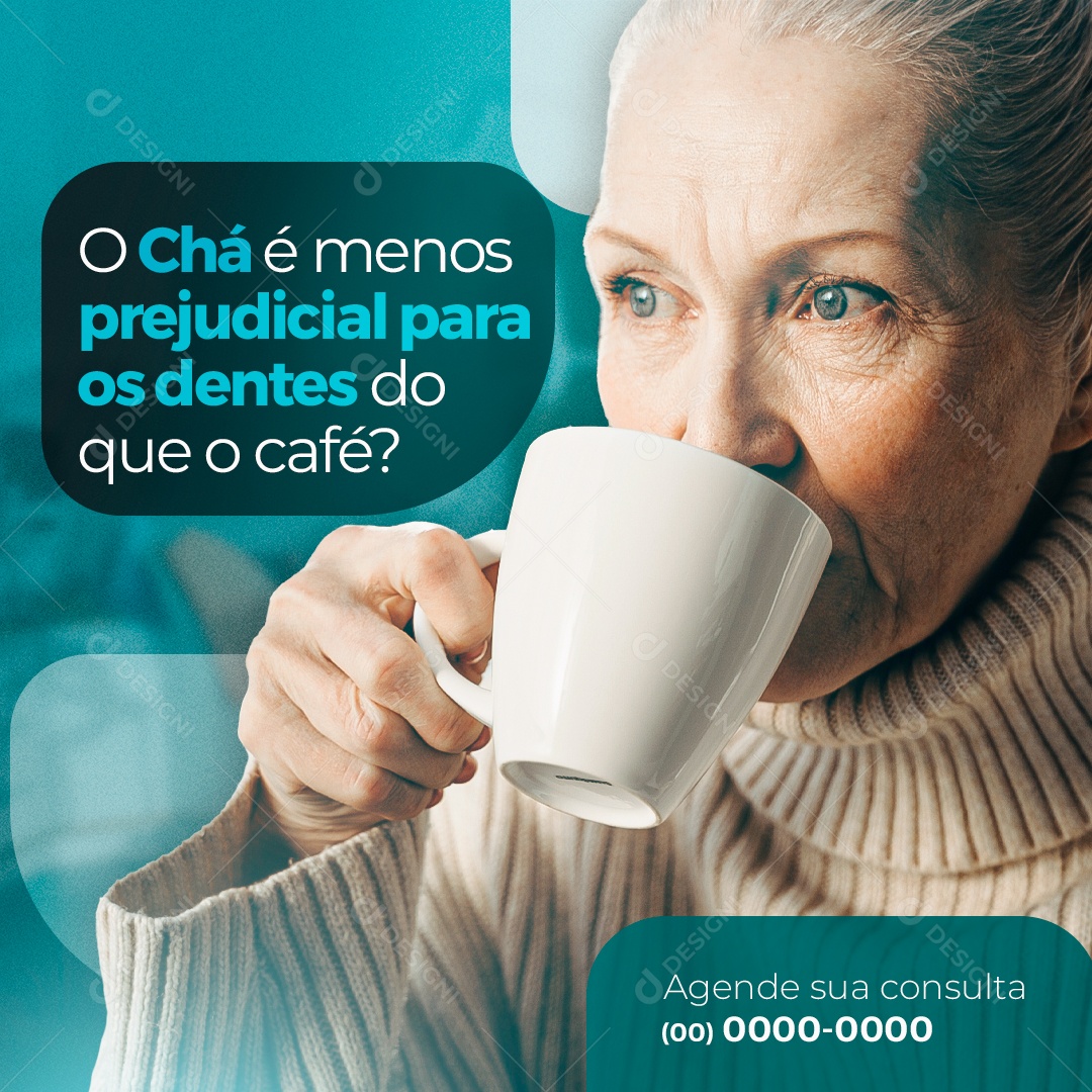 O Chá é Menos Prejudicial para os Dentes do que o Café Social Media PSD Editável