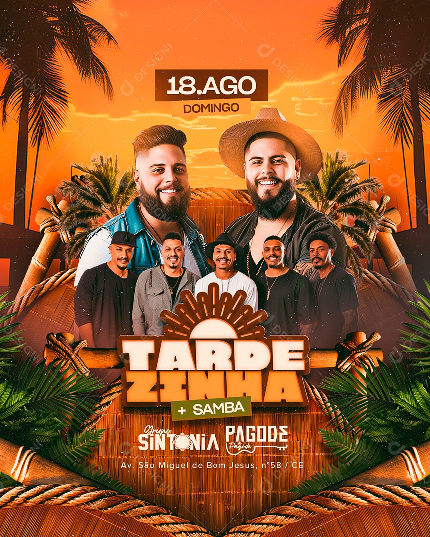 Flyer Tardezinha Samba Grupo Sintonia Social Media PSD Editável