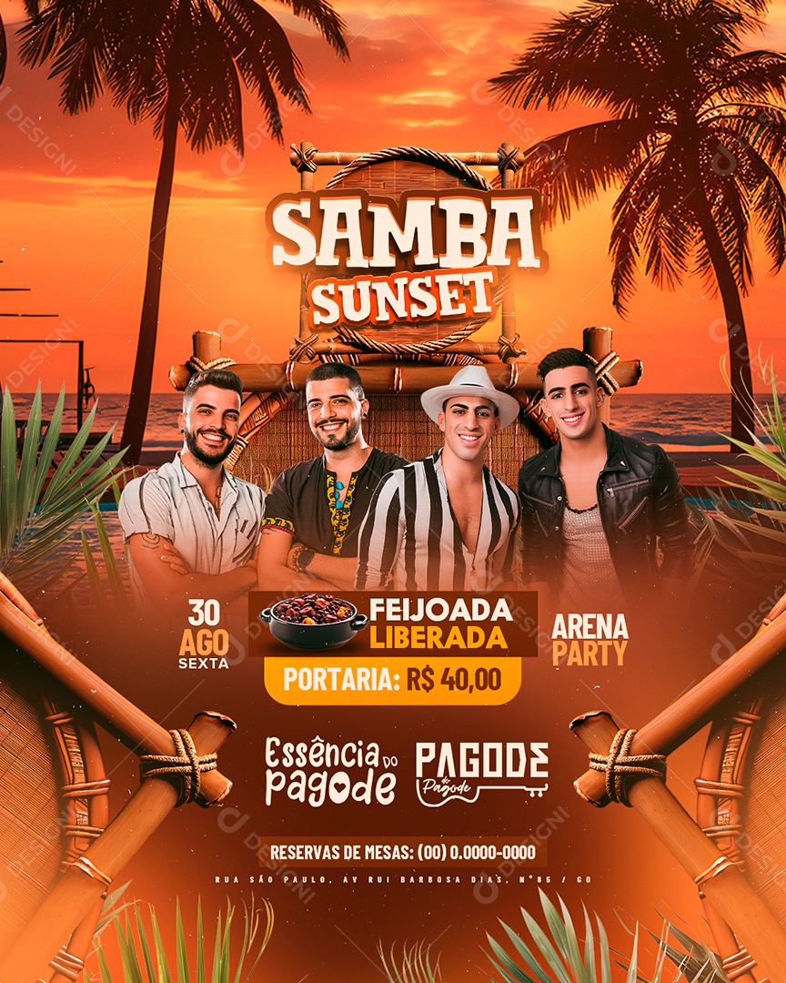 Flyer Samba Sunset Essência do Pagode Social Media PSD Editável