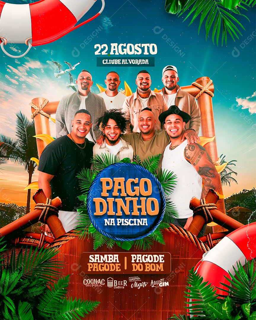 Flyer Pagodinho na Piscina Social Media PSD Editável