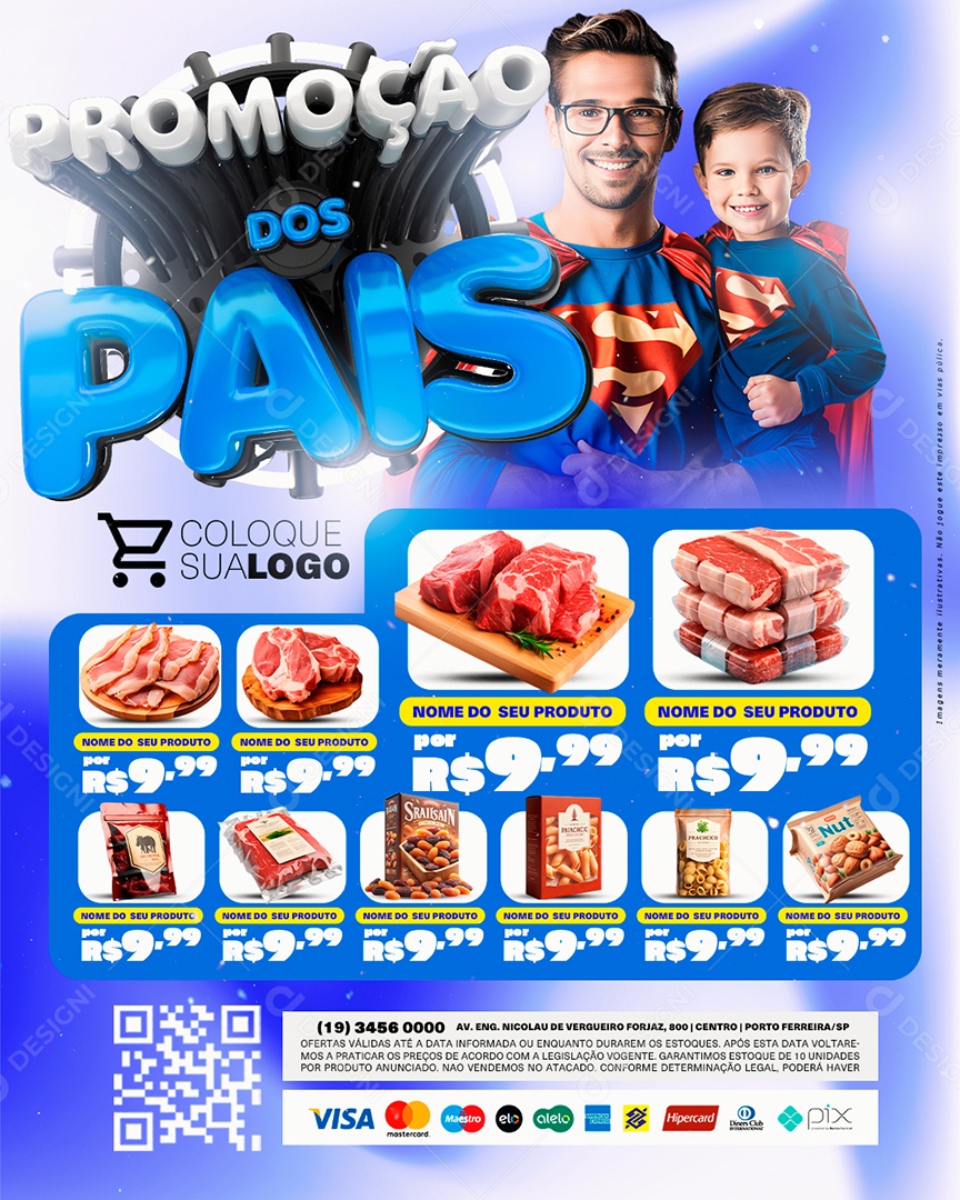 Tabloide Supermercado Promoção dos Pais Produtos Social Media PSD Editável