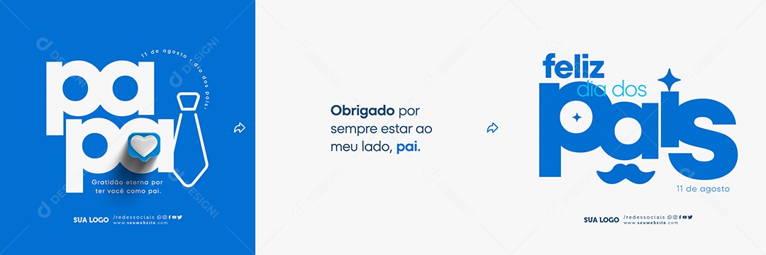 Carrossel Dia Dos Pais 11 de Agosto Obrigado poor Sempre estar ao meu lado Social Media PSD Editável