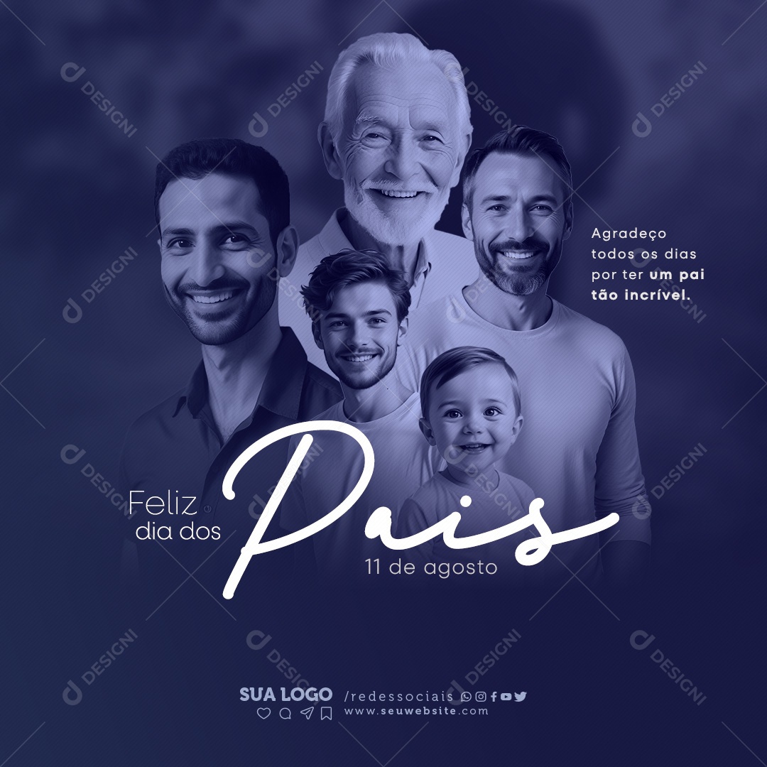 Dia Dos Pais 11 de Agosto Agradeço por ter um Pai tão Incrível Social Media PSD Editável