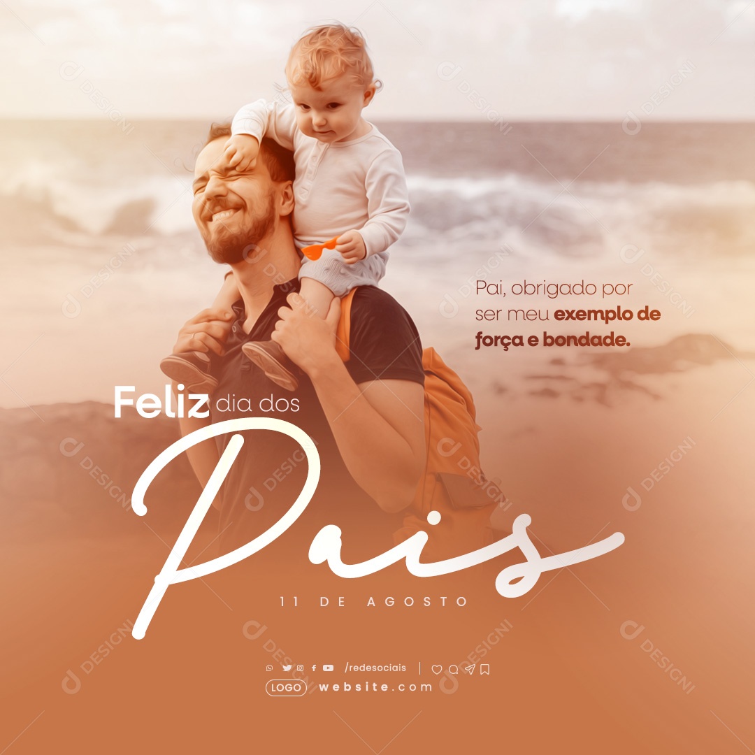 Dia Dos Pais 11 de Agosto Obrigado por ser meu Exemplo de Força Social Media PSD Editável