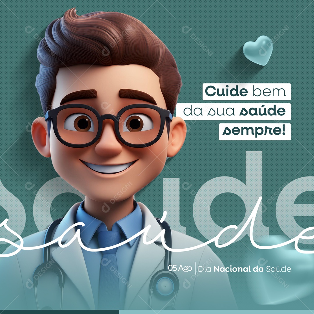 Dia Nacional da Saúde 05 de Agosto Cuide Bem Social Media PSD Editável