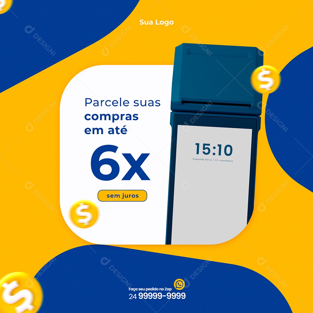 Social Media de Material de Contração Parcele sua Obra em até 6x PSD Editável