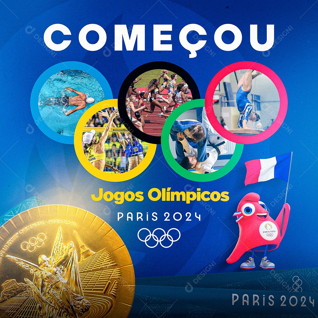 Começou os Jogos Olímpicos Paris 2024 Social Media PSD Editável
