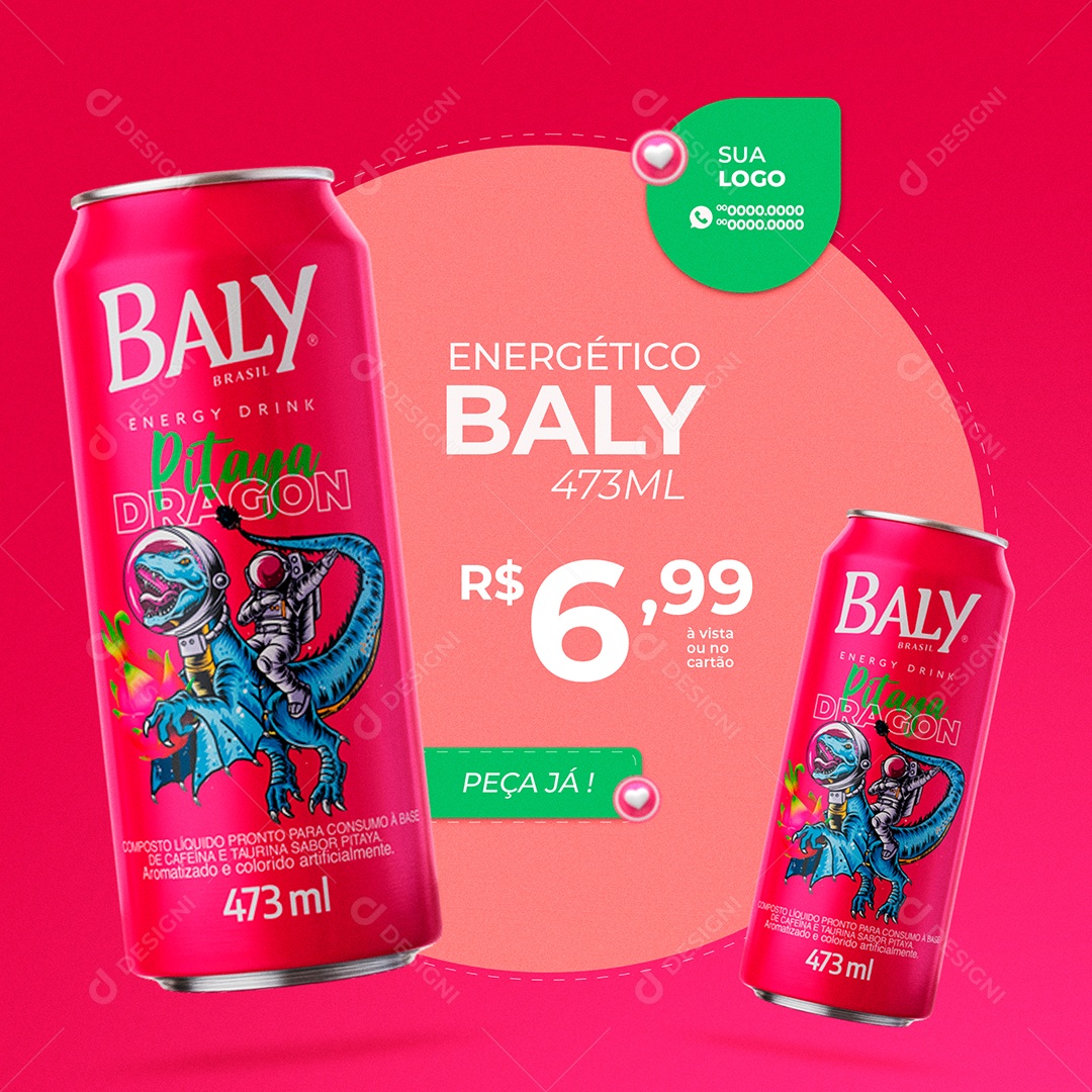 Promoção de Energético Baly Social Media PSD Editável