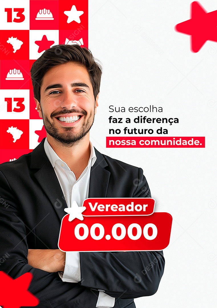 Sua Escolha faz a Diferença no Futuro Vereador Social Media PSD Editável