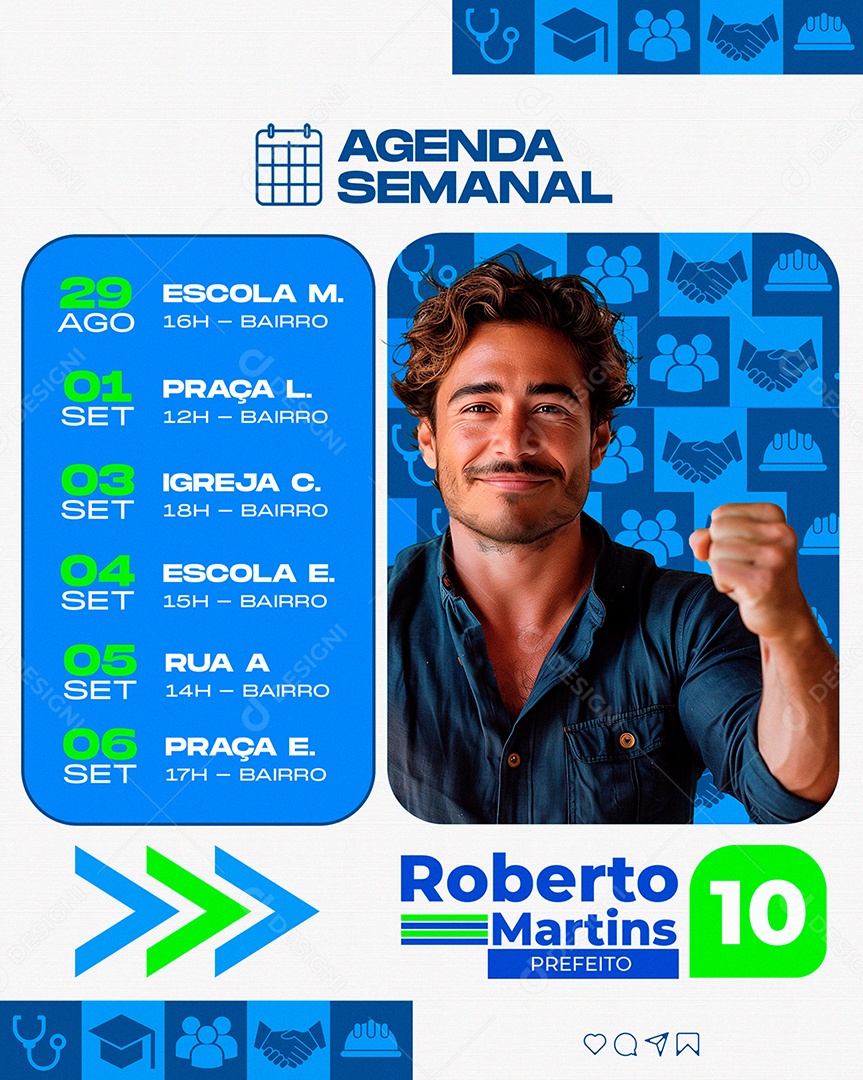 Agenda Semanal Martins Prefeito Social Media PSD Editável