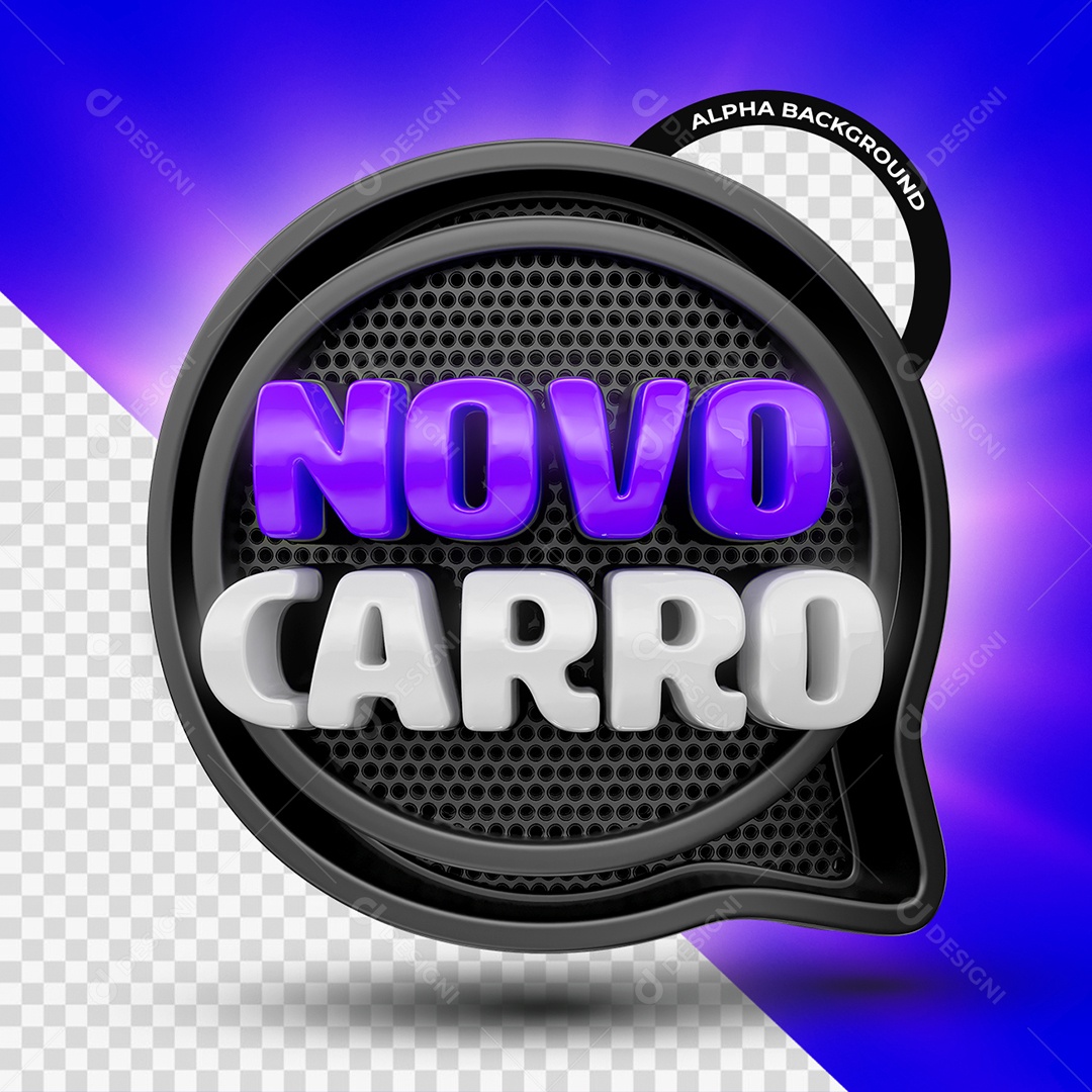 Novo Carro Selo 3D Roxo e Branco para Composição PSD