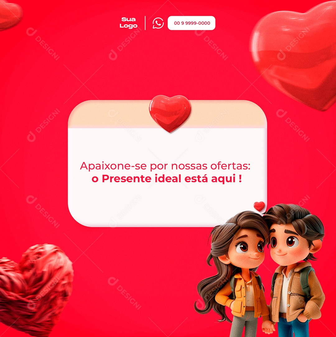 Promoção do Dia dos Namorados Apaixone se por nossas Ofertas Social Media PSD Editável