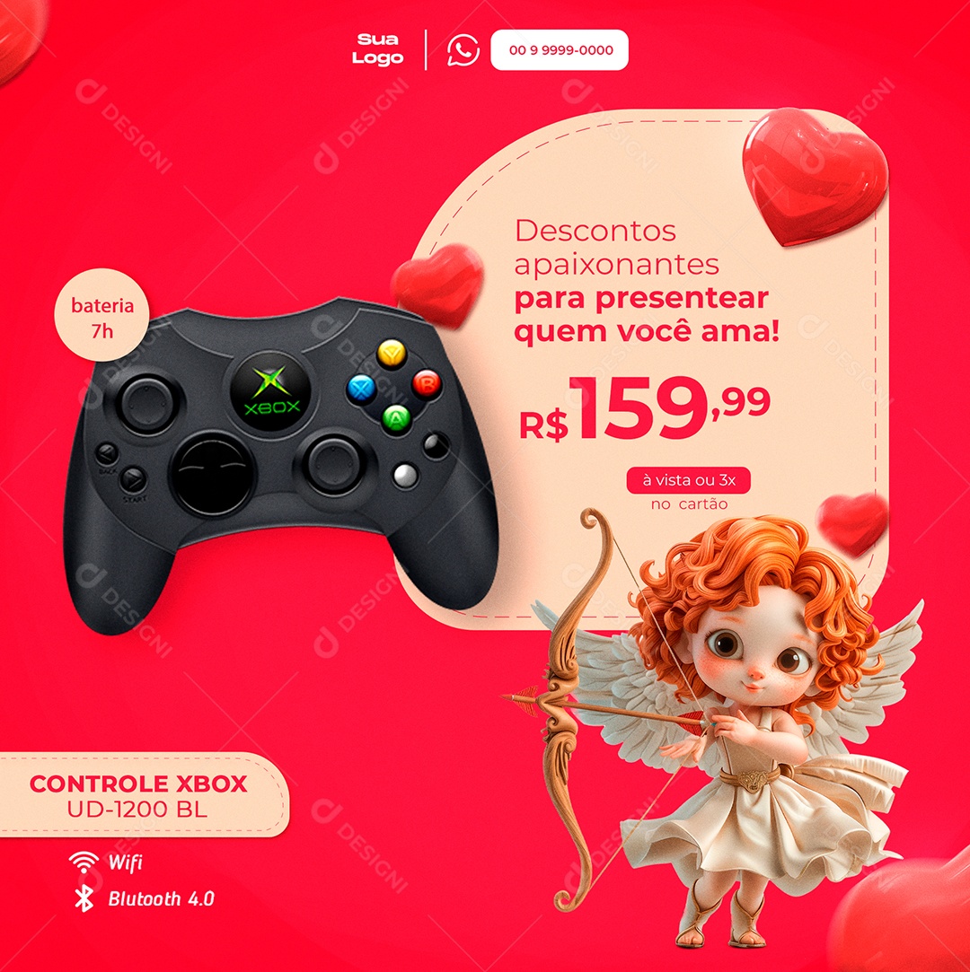 Promoção de Controle de Console Dia dos Namorados Social Media PSD Editável