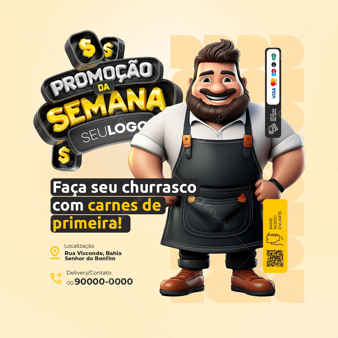 Promoção da Semana Açougue Faça seu Churrasco Social Media PSD Editável