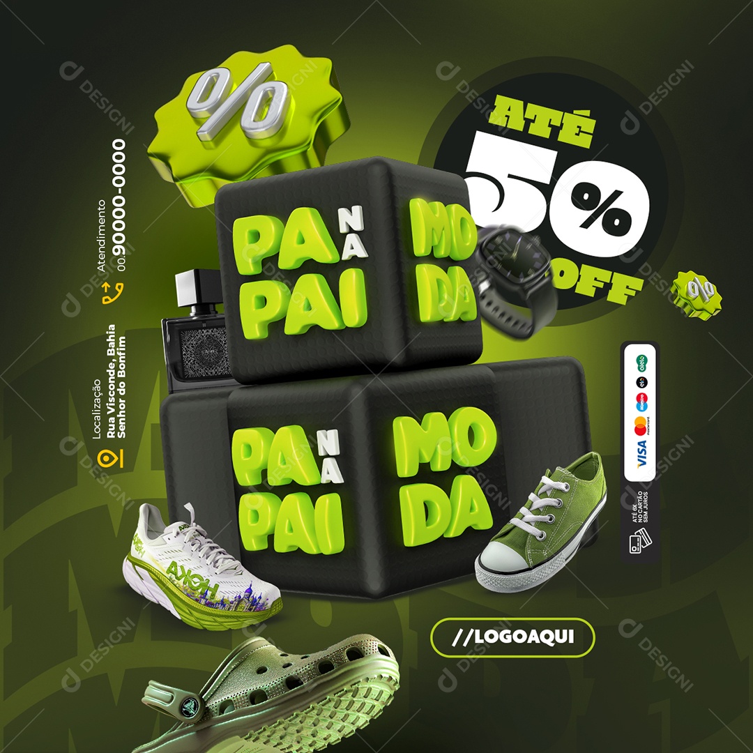 Papai na Moda Loja Até 50% Off Social Media PSD Editável