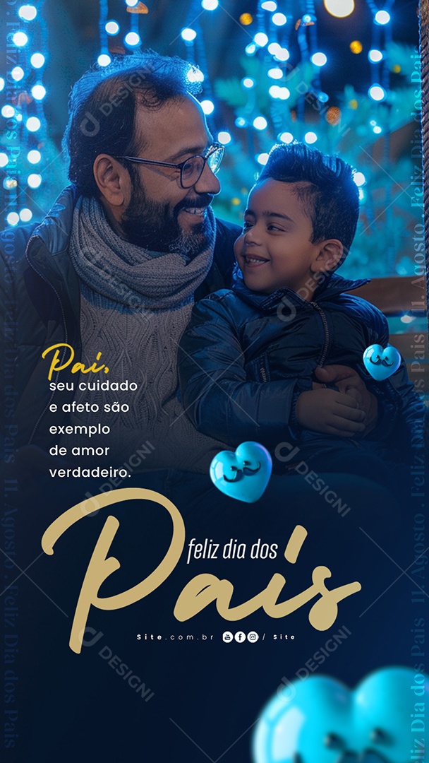 Story Dia Dos Pais 11 de Agosto Cuidado e Afeto Social Media PSD Editável