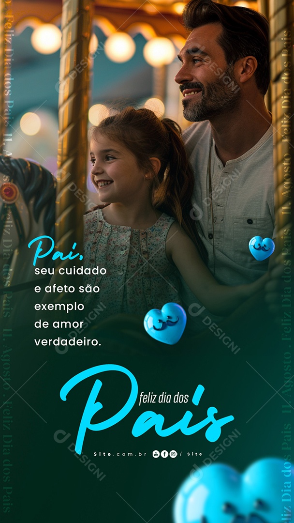 Story Dia Dos Pais 11 de Agosto Cuidado e Afeto Social Media PSD Editável