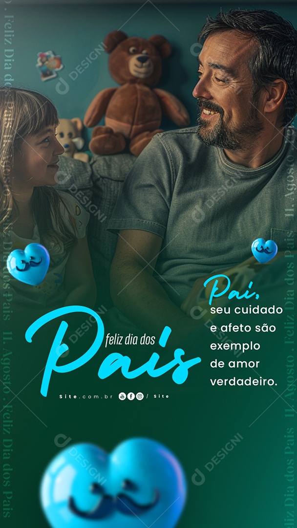 Story Dia Dos Pais 11 de Agosto Cuidado e Afeto são Exemplo de Amor Social Media PSD Editável